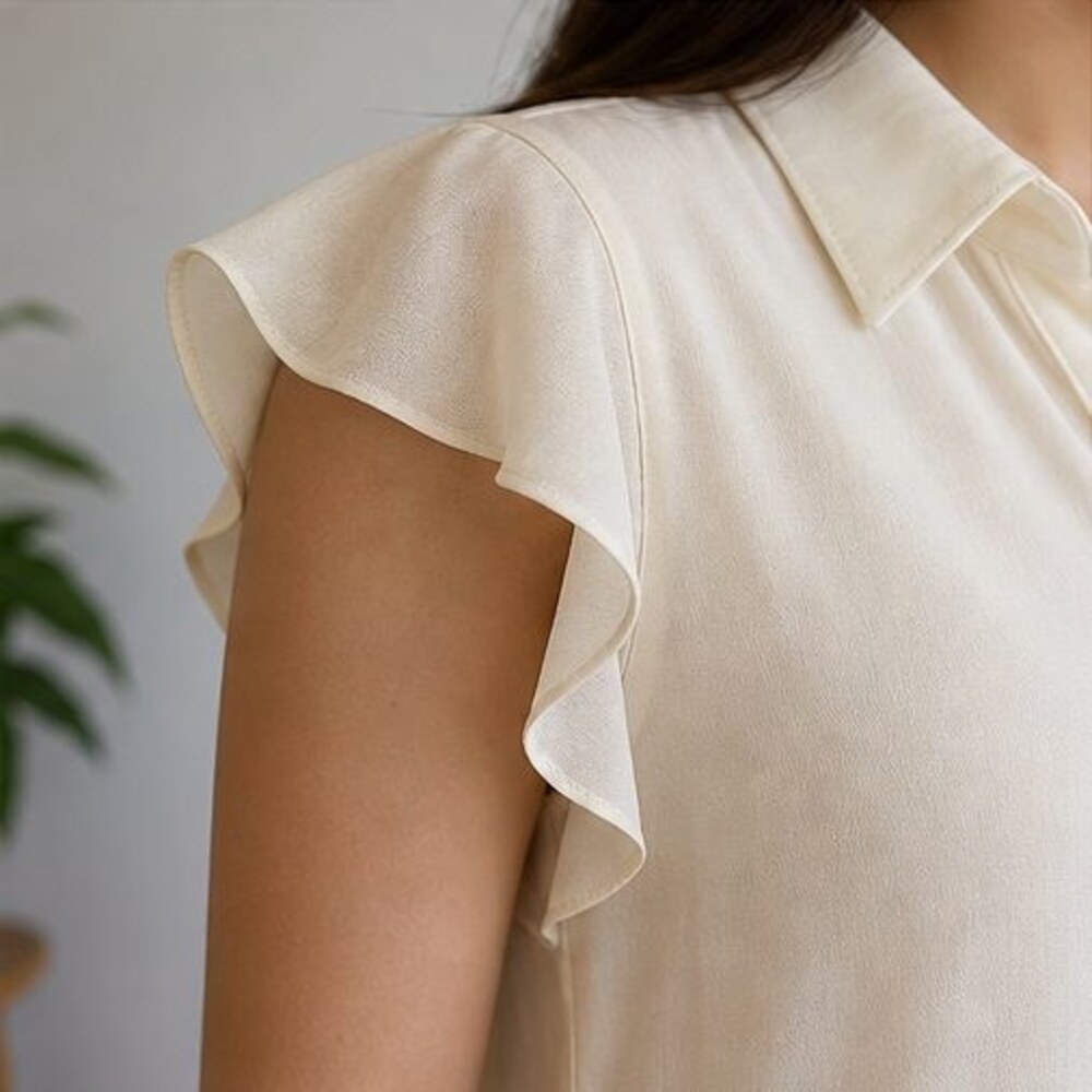 Cream Button Blouse - Picture 5 of 6
